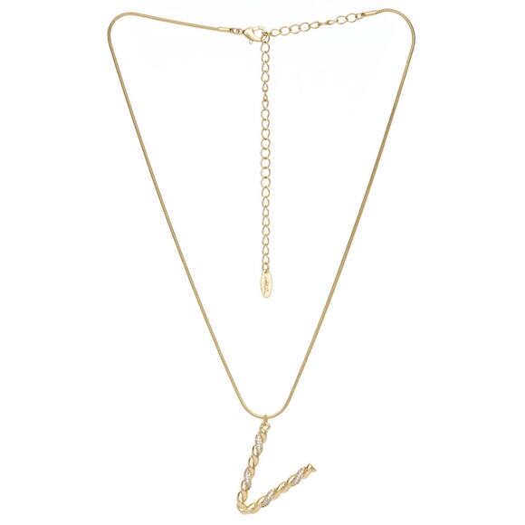 Ettika 18K Goldplated & Cubic Zirconia V Initial Pendant Necklace - Picture 2 of 2
